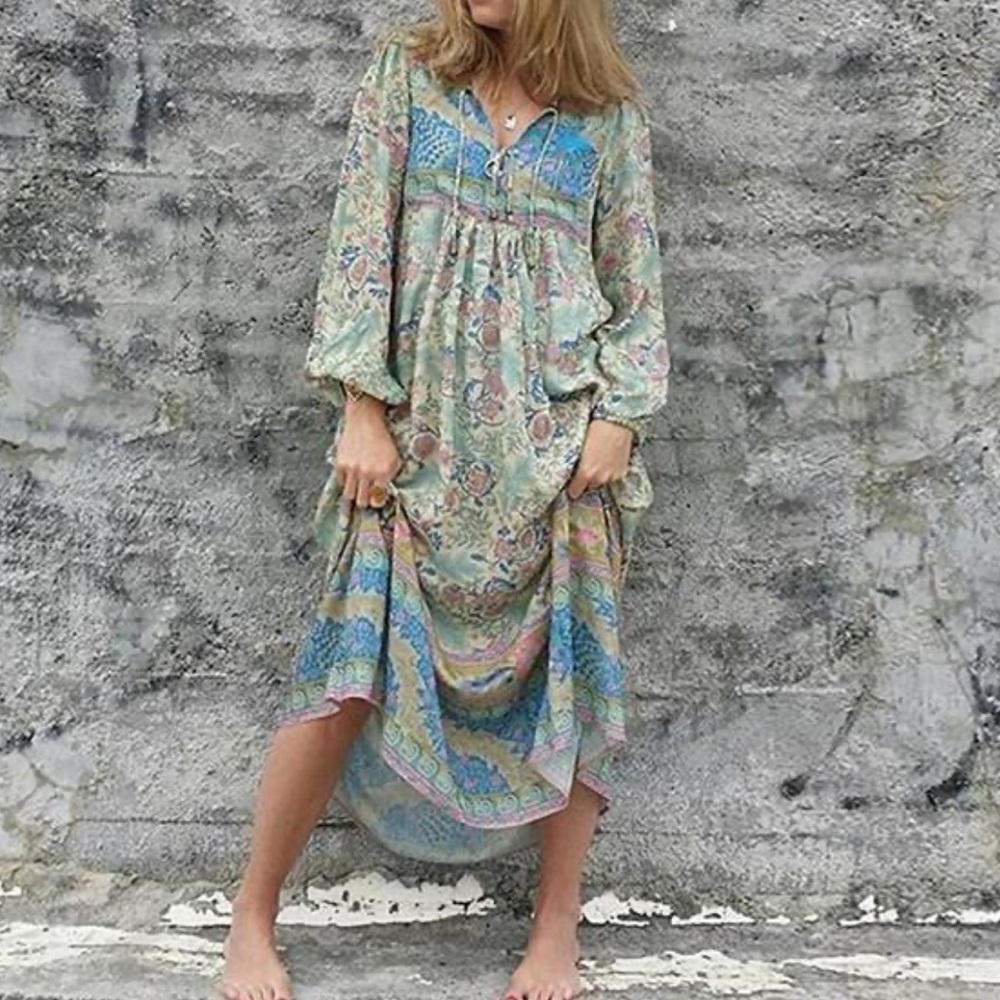 Bohemian V Neck Loose Dress xxl NWOT